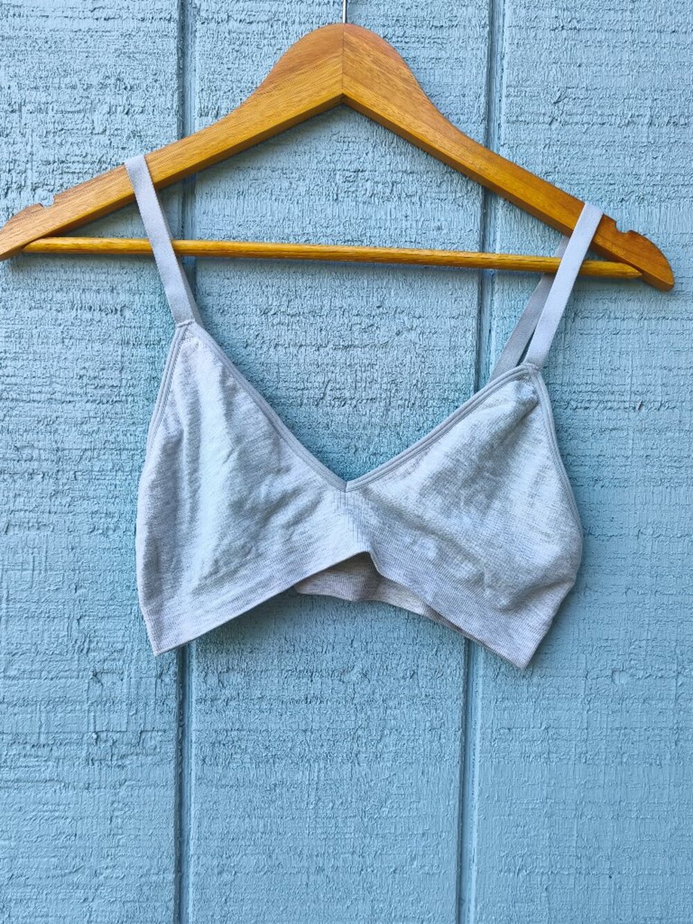 Bombas Bamboo Triangle Seamless Bralette sz M/L Light Gray Lounge Natural Fibers